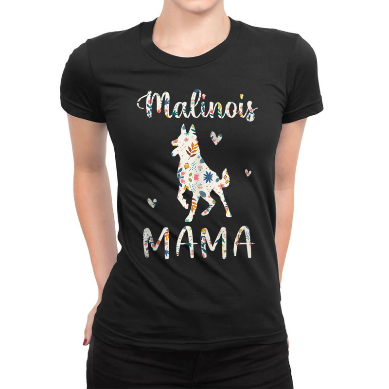 Malinois Mama Floral Dog Mom Love Tank Top Ladies Fitted T-Shirt by cm-arts | Artistshot