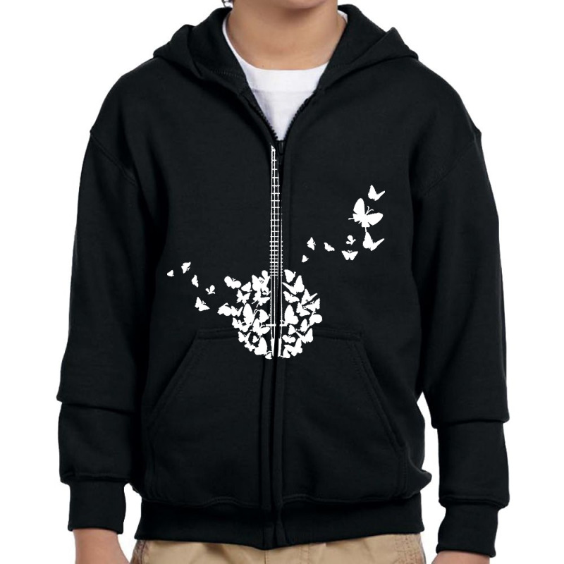 Banjo Instrument T  Shirt A Banjo Instrument With Beautiful Butterflie Youth Zipper Hoodie by delmer | Artistshot