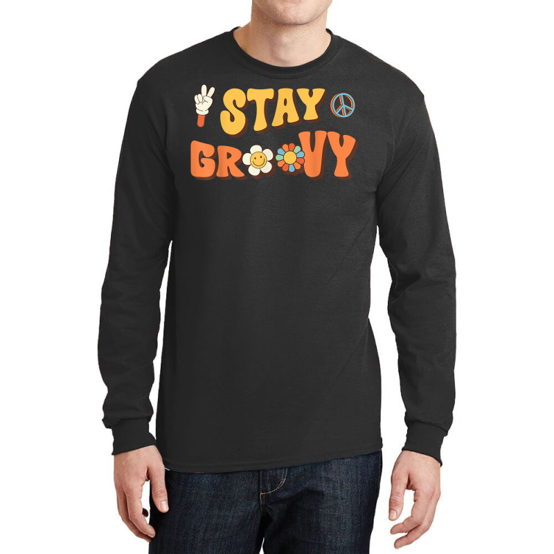 Stay Groovy Wavy Hippie Boho Retro Positive And Peace T Shirt Long Sleeve Shirts | Artistshot