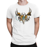 Boho Deer Skull Sunflowers And Gemstone T-shirt | Artistshot