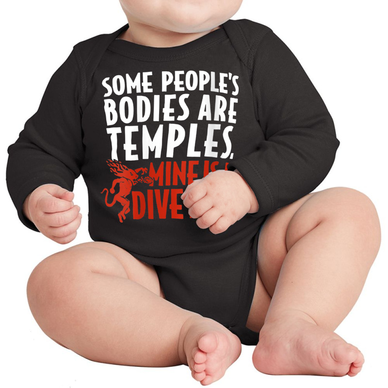 Womens Some People's Bodies Are Temples Mine Is A Dive Bar V Neck T Sh Long Sleeve Baby Bodysuit by cm-arts | Artistshot