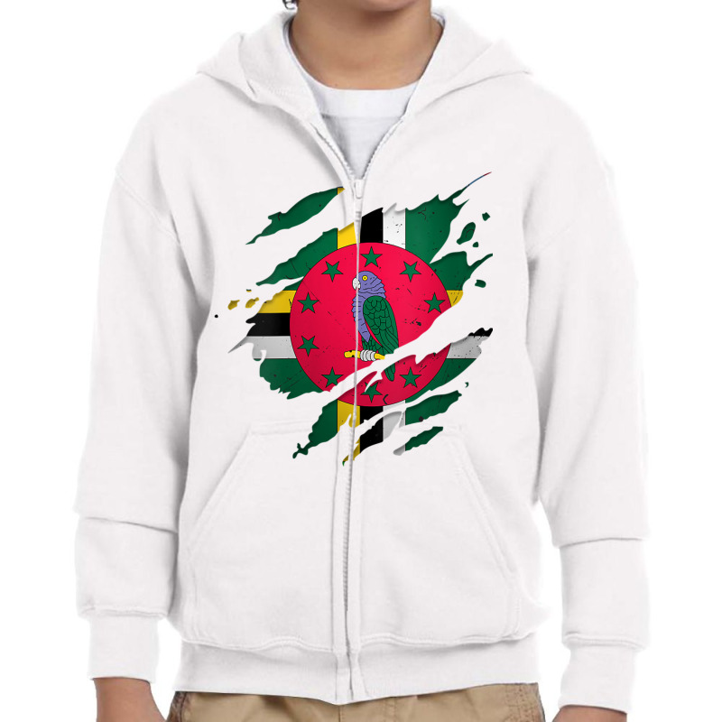 Womens Proud Dominican Shirts  Torn Ripped Dominica Flag V Neck T Shir Youth Zipper Hoodie by cm-arts | Artistshot