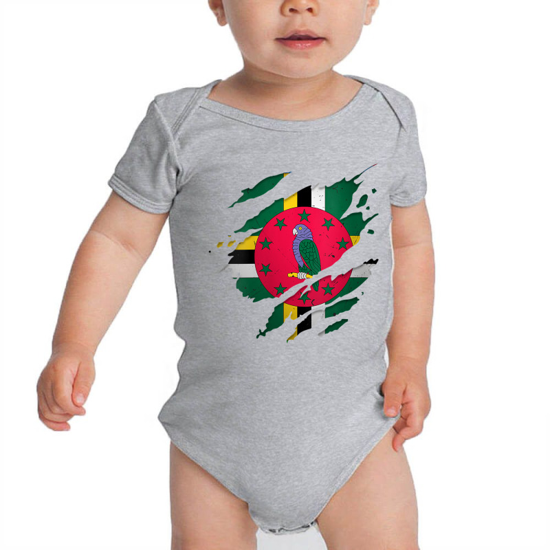 Womens Proud Dominican Shirts  Torn Ripped Dominica Flag V Neck T Shir Baby Bodysuit by cm-arts | Artistshot