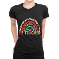 Pe Teacher Vintage Rainbow Physical Education Teacher Ladies Fitted T-shirt | Artistshot