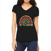 Pe Teacher Vintage Rainbow Physical Education Teacher Women's V-neck T-shirt | Artistshot