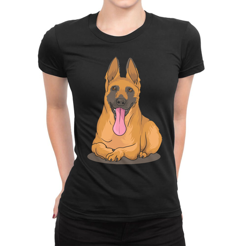 Belgian Shepherd Malinois T  Shirt Belgian Malinois Shepherd Dog Gift Ladies Fitted T-Shirt by delmer | Artistshot