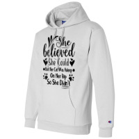 Womens She Believed She Could But Her Cat Was Asleep On Her Lap V Neck Champion Hoodie | Artistshot