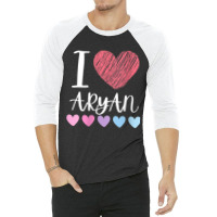 Womens I Love Aryan Personalized Name Cool Birthday Party V Neck T Shi 3/4 Sleeve Shirt | Artistshot