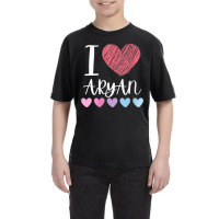 Womens I Love Aryan Personalized Name Cool Birthday Party V Neck T Shi Youth Tee | Artistshot