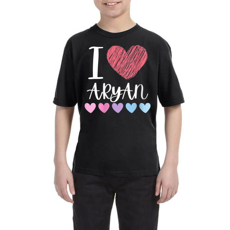 Womens I Love Aryan Personalized Name Cool Birthday Party V Neck T Shi Youth Tee by cm-arts | Artistshot