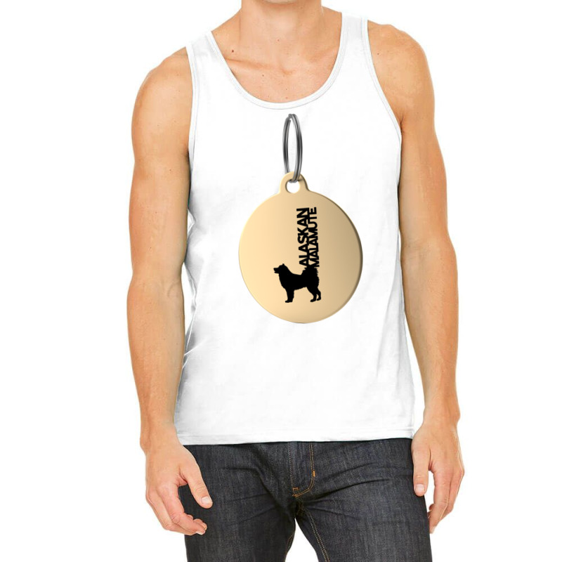 Alaskan Malamute Silhouette In Black And White On Gold Keyring Tank Top | Artistshot