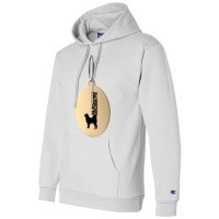 Alaskan Malamute Silhouette In Black And White On Gold Keyring Champion Hoodie | Artistshot