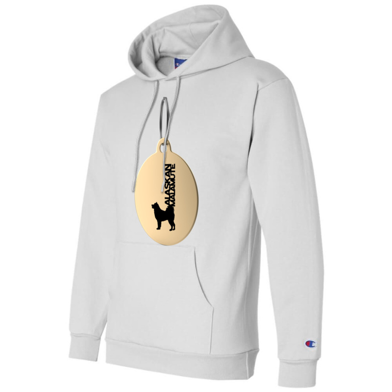 Alaskan Malamute Silhouette In Black And White On Gold Keyring Champion Hoodie | Artistshot