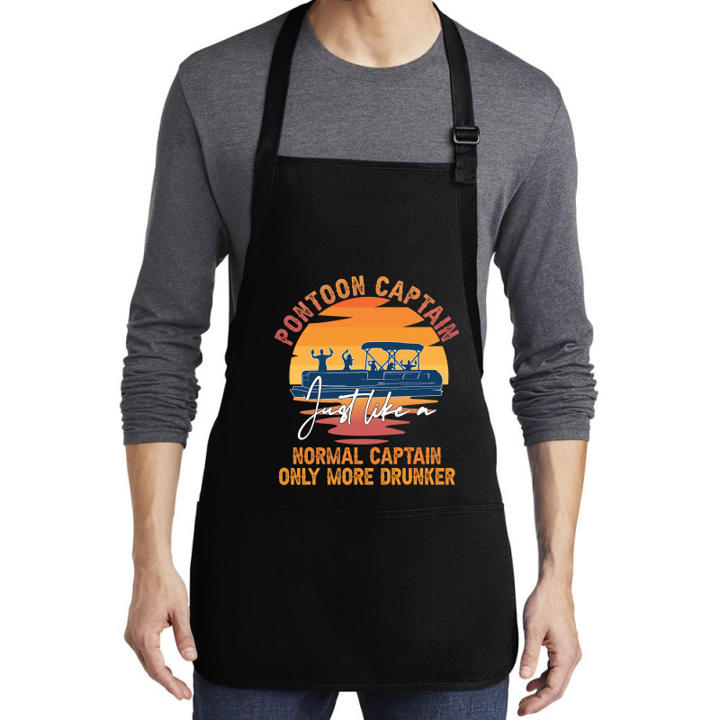 Funny Pontoon Captain Boat Lake Boating Beer Gift For Dad Medium-length Apron | Artistshot