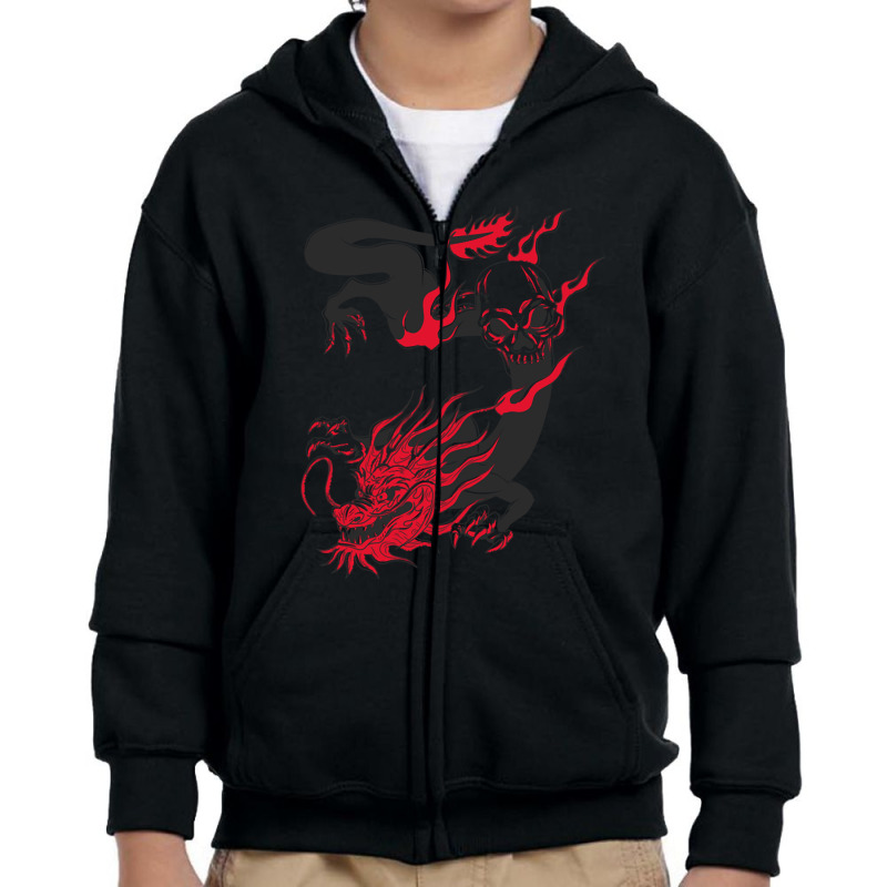 Dragon Black And Red Youth Zipper Hoodie by Kenlofu52 | Artistshot