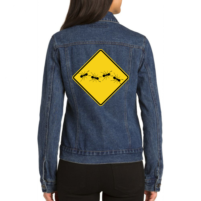 Ants Warning Sign Ladies Denim Jacket by Kosdapen517 | Artistshot