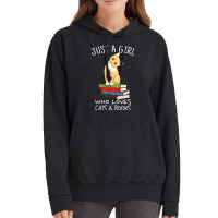 Just A Girl Who Loves Books And Cats Reading Vintage Hoodie | Artistshot