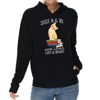 Just A Girl Who Loves Books And Cats Reading Lightweight Hoodie | Artistshot