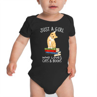 Just A Girl Who Loves Books And Cats Reading Baby Bodysuit | Artistshot