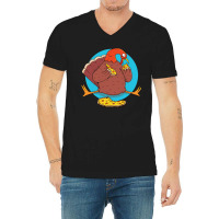 Thanksgiving Turkey Pizza V-neck Tee | Artistshot