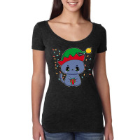 Santa Black Cat Tangled Up In Christmas Tree Lights Meowdy Premium T S Women's Triblend Scoop T-shirt | Artistshot