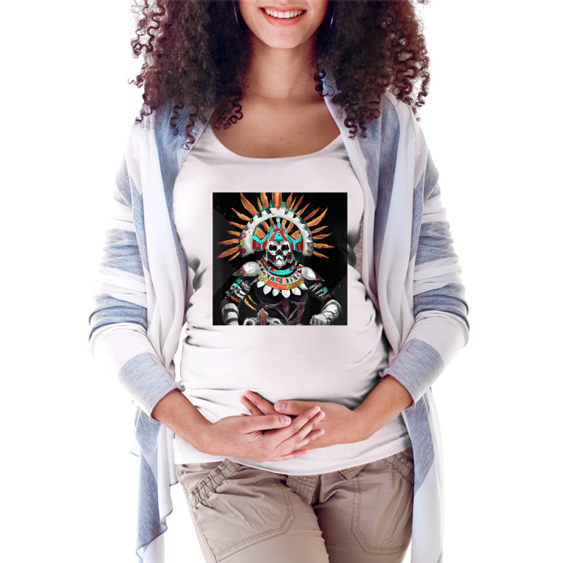 Dia De Los Muertos Aztec Warrior Calavera Mayan Mythology T Shirt Maternity Scoop Neck T-shirt by cm-arts | Artistshot