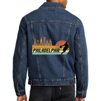 Basketball Fans Philadelphia Cityscape Men Denim Jacket | Artistshot