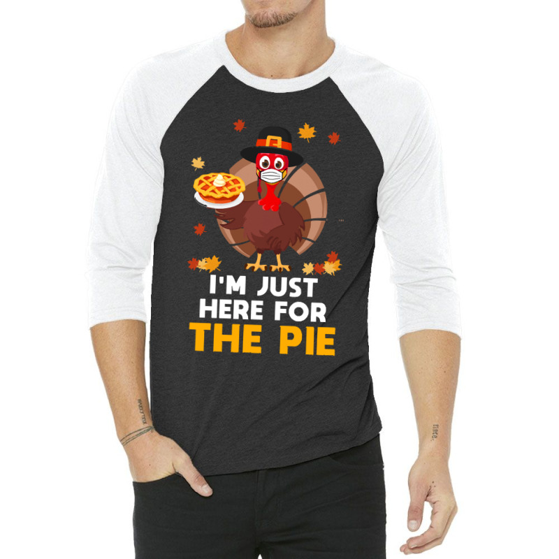 Thanksgiving Turkey Here For Pie Thanksgiving Funny Turkey Face Mask G 3/4 Sleeve Shirt | Artistshot