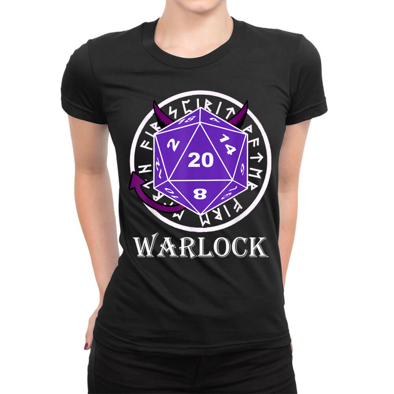 D20 Dice Warlock Rpg Class Tabletop Roleplaying Gift T Shirt Ladies Fitted T-Shirt by cm-arts | Artistshot