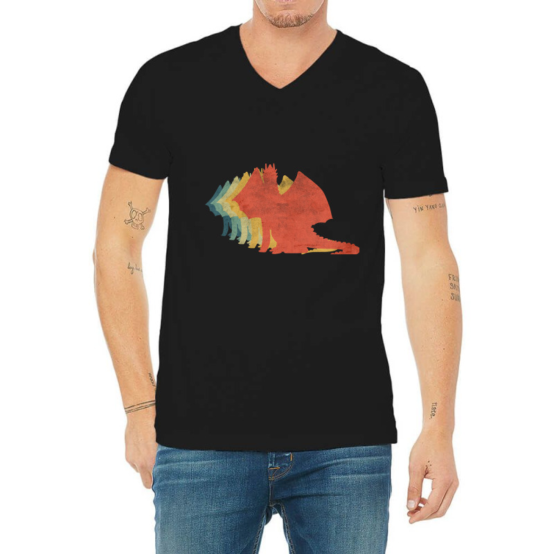 Dragon Retro Vintage Color V-Neck Tee by Kenlofu52 | Artistshot