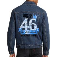 46 & Fabulous I Blue White Party Group Candid Photo Outfit Men Denim Jacket | Artistshot