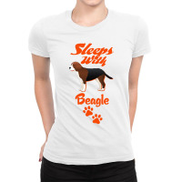 Sleeps With Beagle Ladies Fitted T-shirt | Artistshot