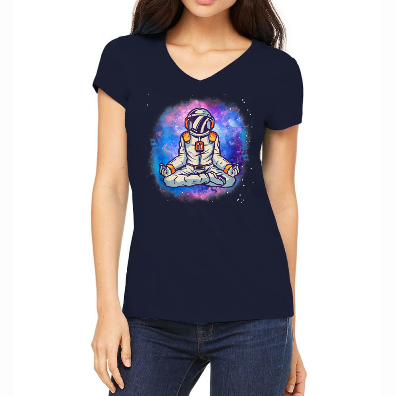 Yoga Meditating Astronaut In The Galaxy Lotus Meditation Tank Top Women's V-Neck T-Shirt by cm-arts | Artistshot