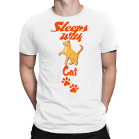 Sleeps With Cat T-shirt | Artistshot