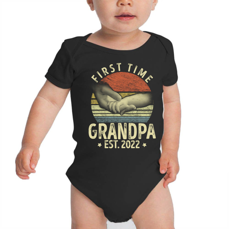 First Time Gerandpa Est. 2022 Funny New Dad Papa Baby Bodysuit by behindcedar22 | Artistshot