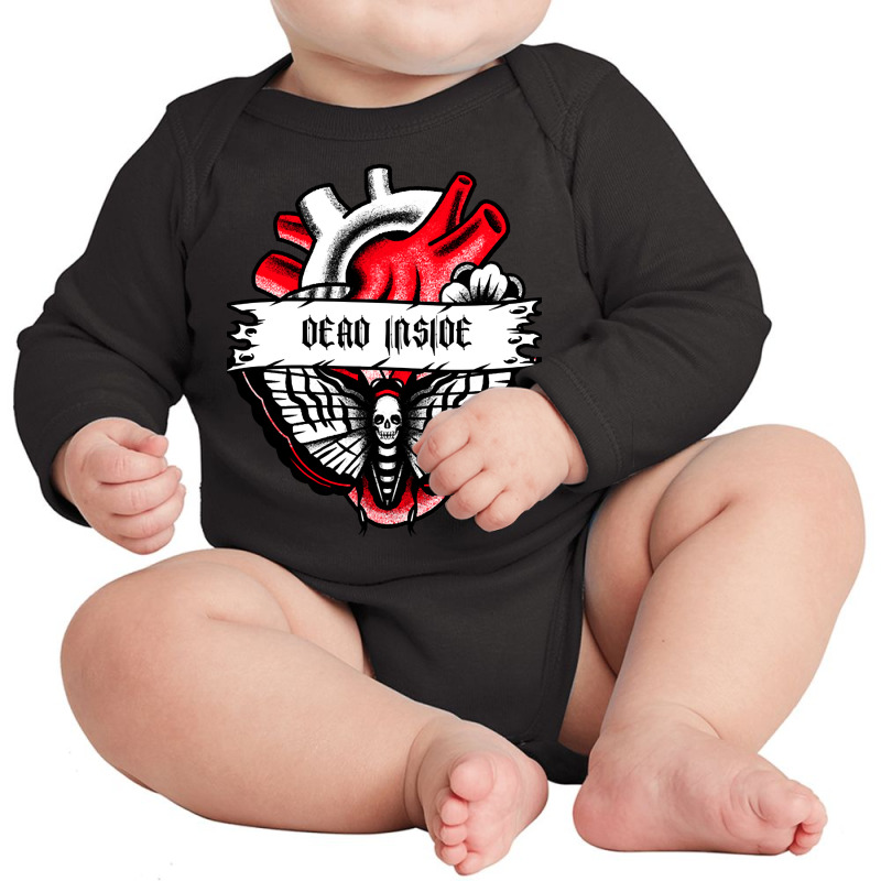 Punk Aesthetic Death Moth- I'm Dead Inside Gothic Moth Skull Head Long Sleeve Baby Bodysuit by Crowley Tidwell | Artistshot