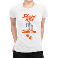 Sleeps With Shih Tzu Ladies Fitted T-shirt | Artistshot