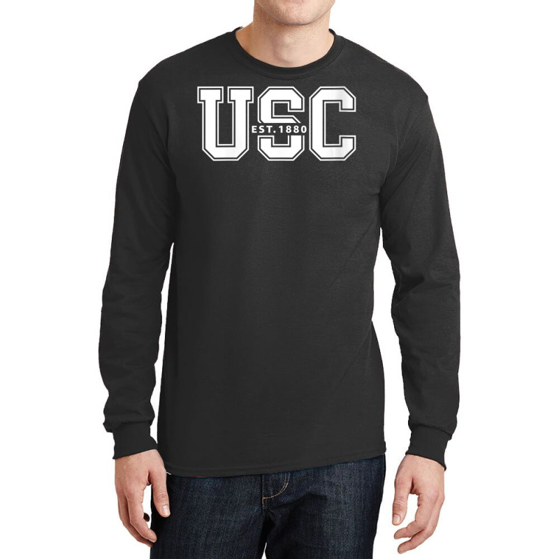 Usc Womens Block 1880 White V-neck Long Sleeve Shirts | Artistshot