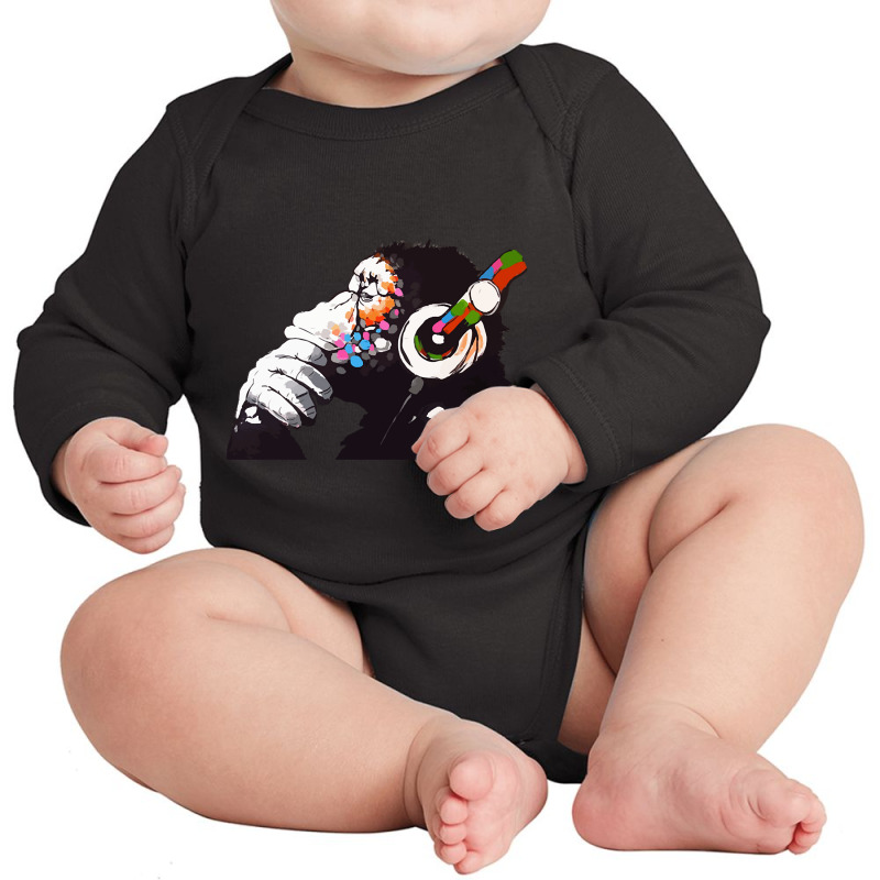 Banksy Dj Monkey Thinker Long Sleeve Baby Bodysuit by Kosdapen517 | Artistshot