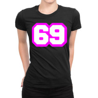 Purple Number Sixty Nine 69 Magenta Sport Font Ladies Fitted T-shirt | Artistshot