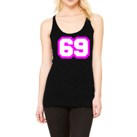 Purple Number Sixty Nine 69 Magenta Sport Font Racerback Tank | Artistshot