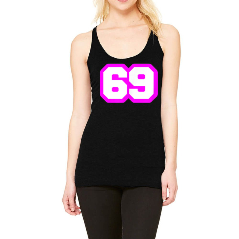 Purple Number Sixty Nine 69 Magenta Sport Font Racerback Tank by Clinical | Artistshot