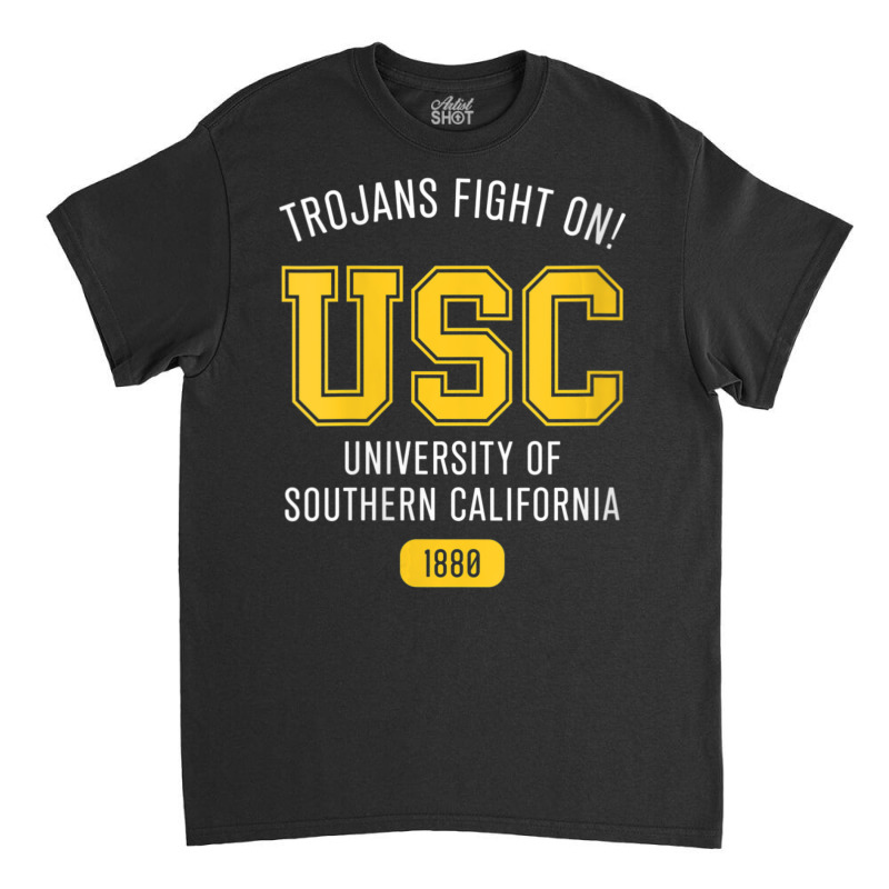 Usc Womens Block Stack Trojans Fight On! 1880 White Gold V-neck Classic T-shirt | Artistshot