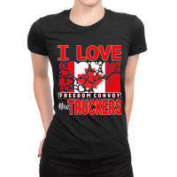 Convoy Truck For Freedom -liberte - I Love The Truckers Red Letters Ladies Fitted T-shirt | Artistshot