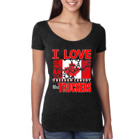 Convoy Truck For Freedom -liberte - I Love The Truckers Red Letters Women's Triblend Scoop T-shirt | Artistshot