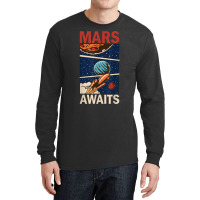 Mars Awaits Propaganda Space Mission Astronaut Spaceship T Shirt Long Sleeve Shirts | Artistshot