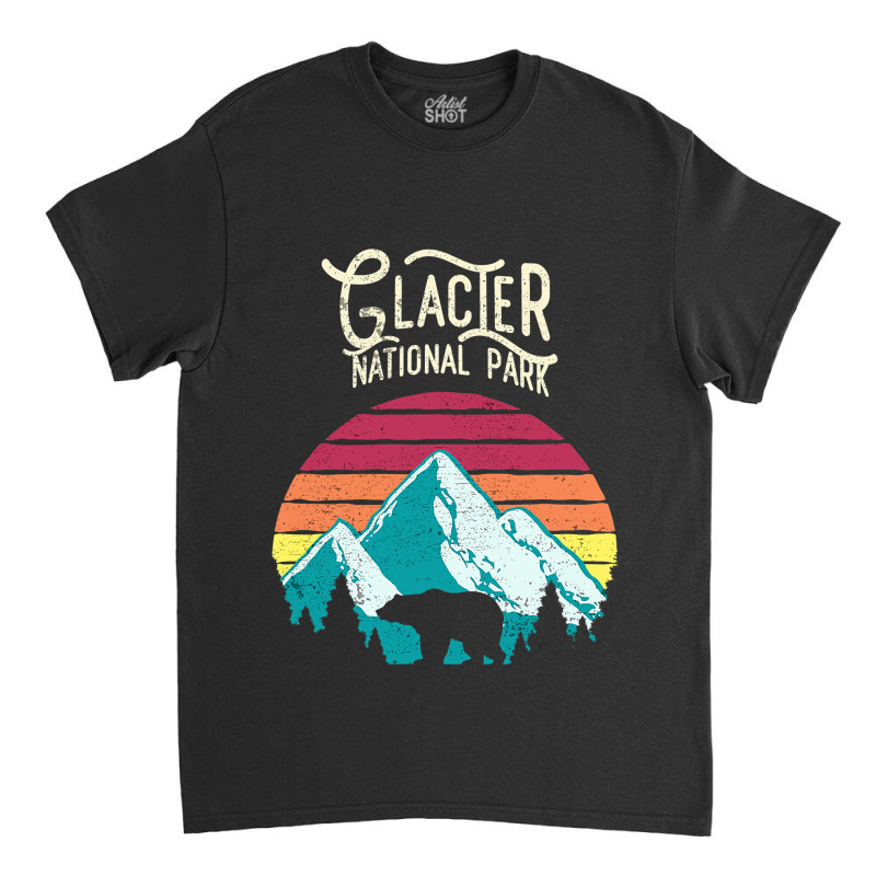 Vintage Glacier National Park Mountain Bear Retro Classic T-shirt | Artistshot