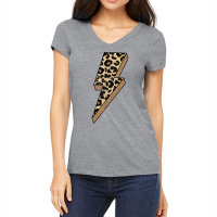 Retro Distressed Leopard Bolt Lightning Thunder Animal Print T Shirt Women's V-neck T-shirt | Artistshot