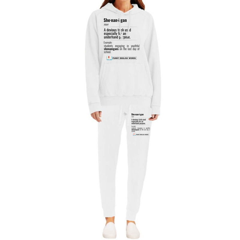 English Funny Words - Shenanigan - Fun Black Text Hoodie & Jogger Set | Artistshot