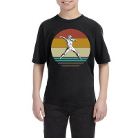 Retro Baseball Thrower On A 80s Sun Background Youth Tee | Artistshot